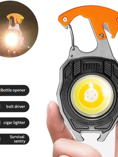 Mini COB Work Lights LED Flashlight Keychain Outdoor Camping Fishing Climbing Multifunction