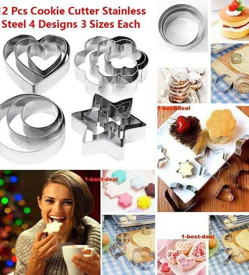 *12 PCS COOKIE CUTTER STAINLESS STEEL SET
