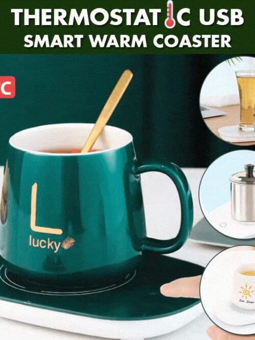 Portable Coffee Cup Warmer Heater Set Heat Heating Cup Pad Ceramics Mug For Smart Office People  Random colour