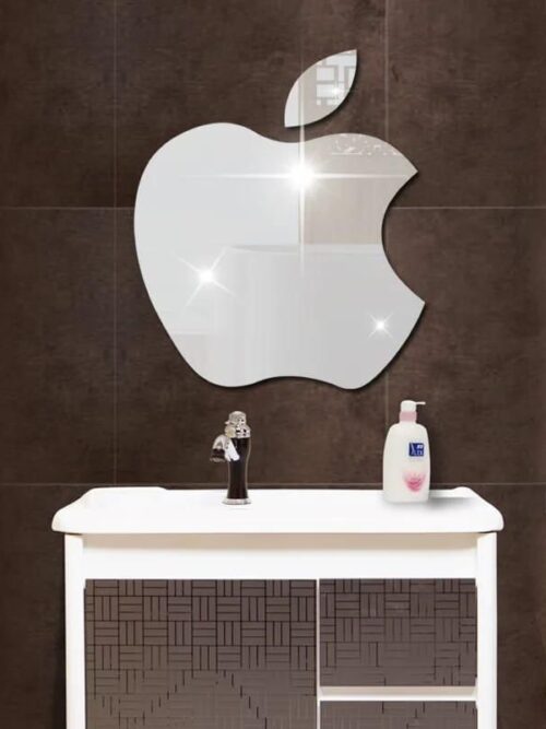 Apple Shape Mirror Wall Sticker Size 15 inch by 12 inch