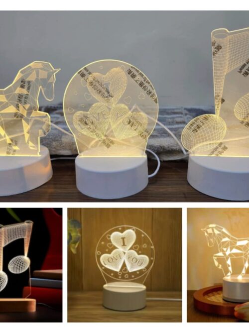 Night Light 3D Illusion Lamp USB Powered LED Signs Decoration for Bedroom
