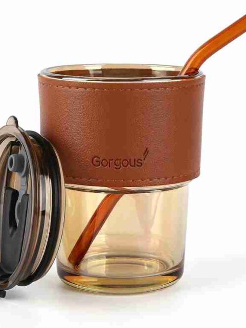 High Quality Juice Cup With Straw Glass Material