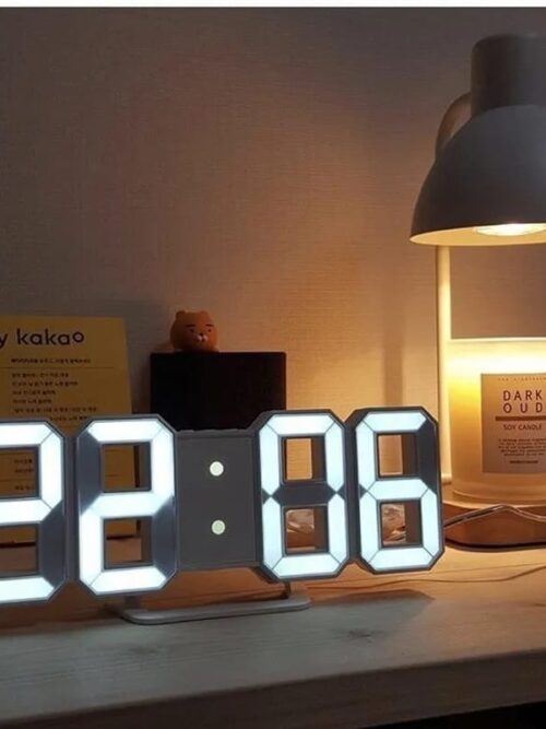 3D LED Digital Alarm Clock Three-dimensional Wall Clock Hanging Watch Table Calendar Thermometer Electronic Clock Furnishings