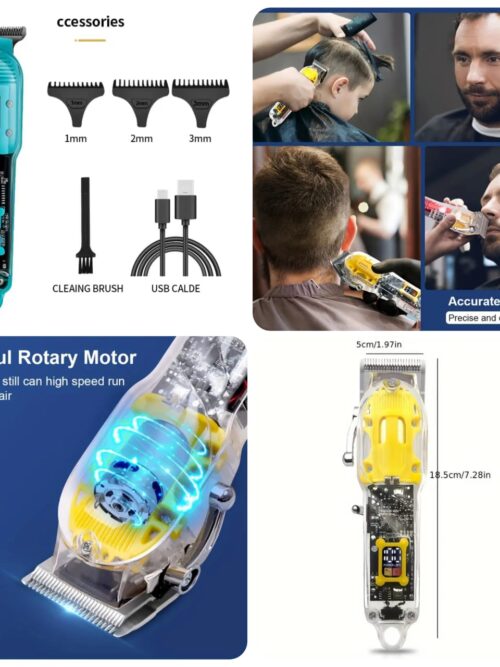 *FR- D - 8268* 1pc Professional Transparent LCD Digital Display Electric Hair Clipper,