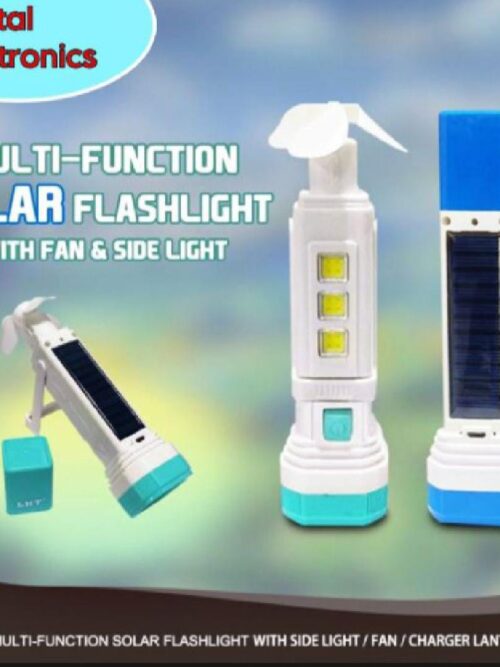 Solar Rechargeable LED Flashlight With Fan and Lantern LED Charging Light Lamp