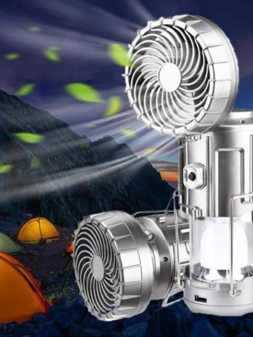 6 in 1 portable outdoor LED camping lantern with fan solar charge rechargeable light energy saving tent lamp flashlight