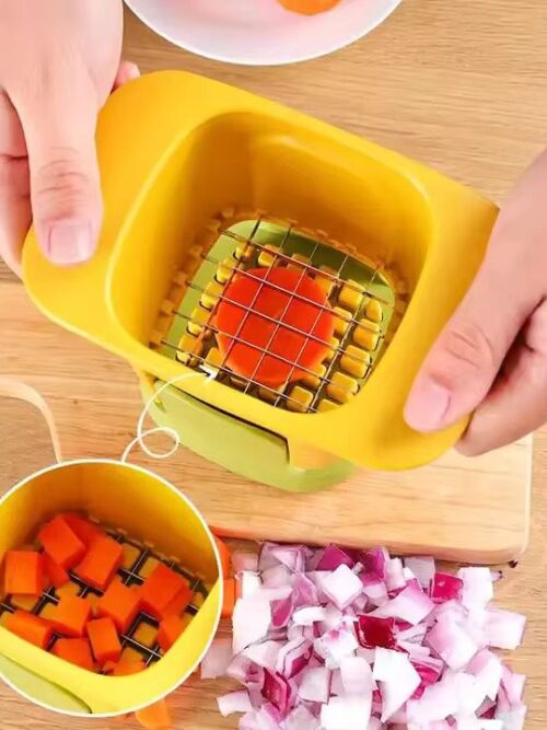 Kitchen Vegetable Chopper Dicing & Slitting 2-In-1 Hand Pressure Vegetable Cutter